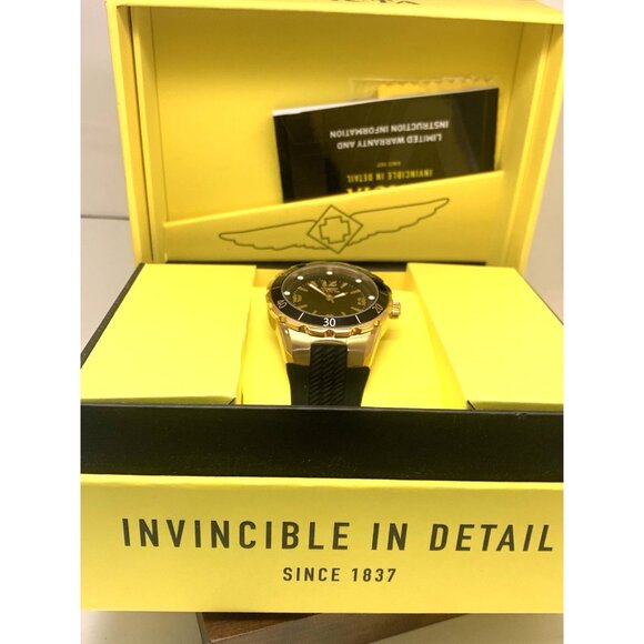 Invicta Women's Watch 17486 Angel Quartz Gold Black Rubber Band 38mm - Picture 3 of 15